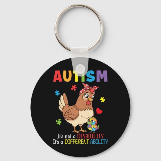 Autismus-Bewusstsein Mutter Huhn Andersfähigkeit Schlüsselanhänger (Vorderseite)