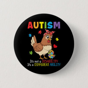 Autismus-Bewusstsein Mutter Huhn unterschiedliche  Button
