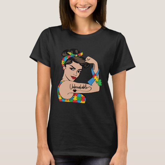 Autismus-Bewusstsein Mutter Mama Unzerbrechlich St T-Shirt (Vorderseite)