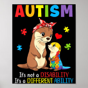 Autismus-Bewusstsein Mutter Otter Unterschiedliche Poster