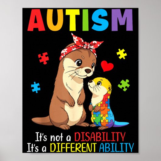 Autismus-Bewusstsein Mutter Otter Unterschiedliche Poster (Vorne)