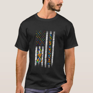 Autismus-Bewusstsein Mutter Vater USA-Flagge Autis T-Shirt