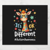 Autismus Bewusstsein Niedlich Giraffe Tier sein Ok Schaumweinetikett (Einzelnes Label)