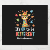 Autismus Bewusstsein Niedlich Giraffe Tier sein Ok Schaumweinetikett (Einzelnes Label)