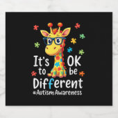 Autismus Bewusstsein Niedlich Giraffe Tier sein Ok Schaumweinetikett (Einzelnes Label)