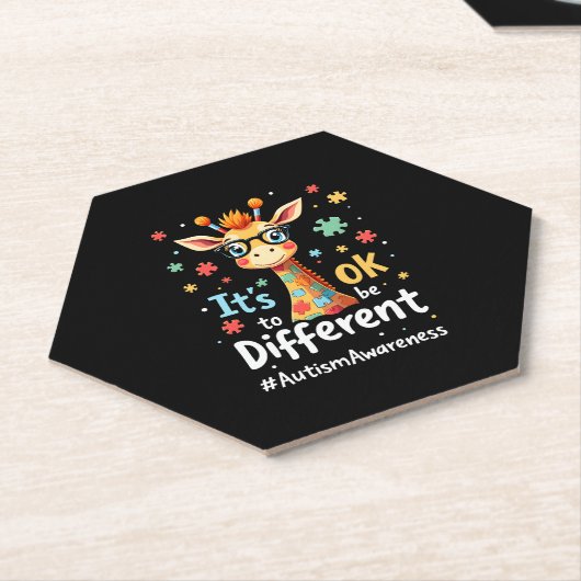 Autismus Bewusstsein Niedlich Giraffe Tier sein Ok Untersetzer (angewinkelt)