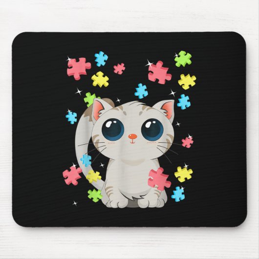 Autismus Bewusstsein Niedlich Katzenkätzchen Farbr Mousepad (Vorne)