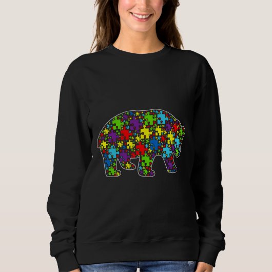 Autismus Bewusstsein Niedlich Panda Bären Puzzle P Sweatshirt (Vorderseite)