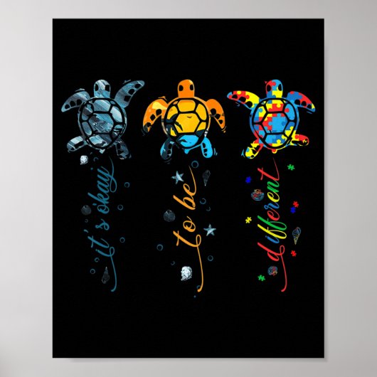 Autismus Bewusstsein Niedlich Schildkrötentier Es Poster (Vorne)
