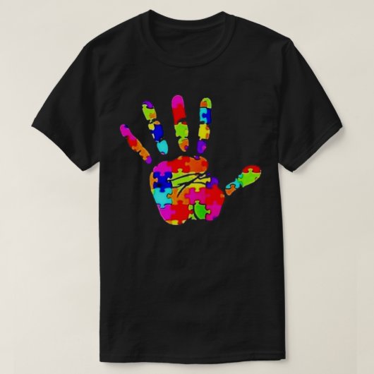 Autismus Bewusstsein niedliche Handfarbpuzzles Aut T-Shirt (Design vorne)