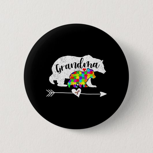 Autismus Bewusstsein Oma Bären Unterstützung Autis Button (Vorderseite)