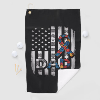 Autismus-Bewusstsein Papa USA-Flagge Vatertag Golfhandtuch