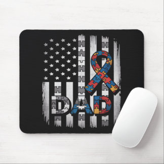 Autismus-Bewusstsein Papa USA-Flagge Vatertag Mousepad