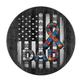 Autismus-Bewusstsein Papa USA-Flagge Vatertag Schneidebrett