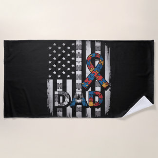 Autismus-Bewusstsein Papa USA-Flagge Vatertag Strandtuch