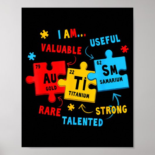 Autismus-Bewusstsein Periodensystem Elemente Lusti Poster (Vorne)