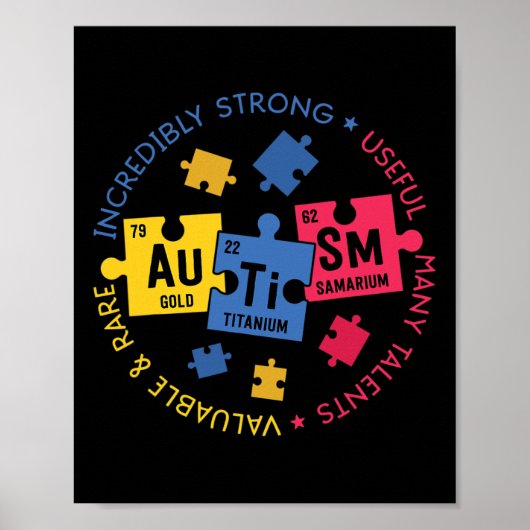 Autismus Bewusstsein Periodischer Puzzle Wissensch Poster (Vorne)