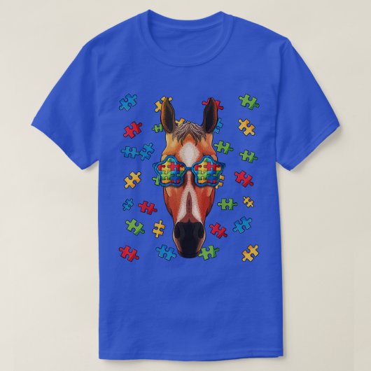 Autismus Bewusstsein Pferd Puzzle Sonnenbrille Aut T-Shirt (Design vorne)