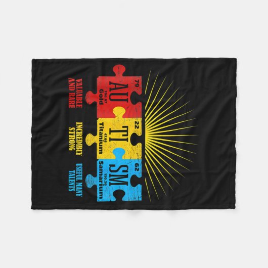 Autismus Bewusstsein Puzzle Chemical Element T - S Fleecedecke (Vorderseite (Horizontal))