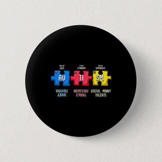 Autismus-Bewusstsein-Puzzle-Chemieelement Button (Vorderseite)