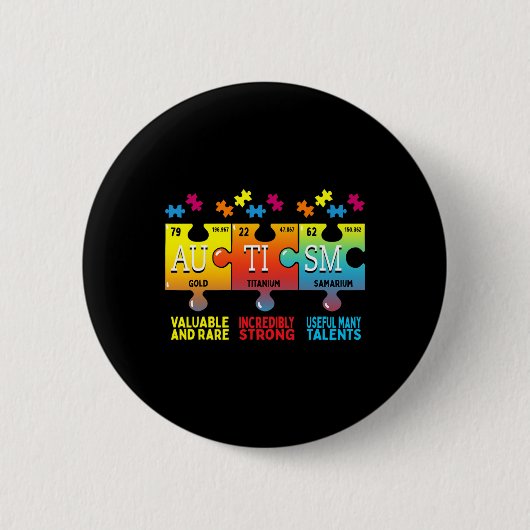 Autismus Bewusstsein Puzzle Chemieelemente Button (Vorderseite)