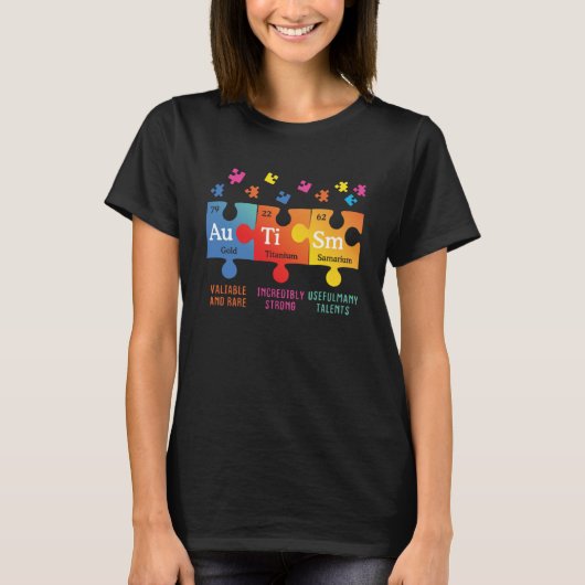 Autismus Bewusstsein Puzzle Chemieelemente T-Shirt (Vorderseite)