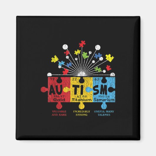 Autismus Bewusstsein Puzzle Chemische Elemente reg Magnet (Vorne)
