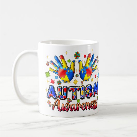 Autismus Bewusstsein Puzzle Hand Tasse (Links)