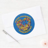 Autismus Bewusstsein Puzzle Herz-Runde Sticker (Umschlag)