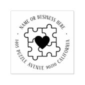 Autismus Bewusstsein Puzzle Herzname Rücksendeadre Permastempel (Design)