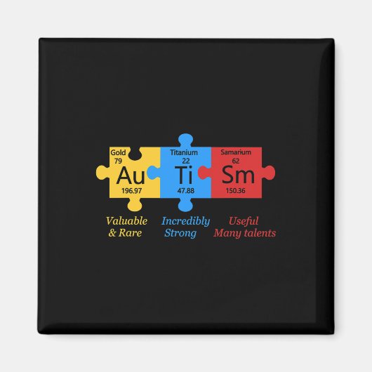 Autismus-Bewusstsein-Puzzle Periodensystem Element Magnet (Vorne)