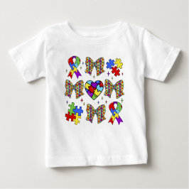 Autismus Bewusstsein Puzzle Piece Coquette Bow Baby T-shirt