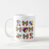 Autismus Bewusstsein Puzzle Piece Coquette Bow Kaffeetasse (Links)