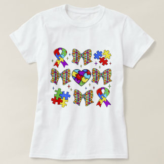 Autismus Bewusstsein Puzzle Piece Coquette Bow T-Shirt