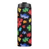 Autismus Bewusstsein Puzzle Stücke Thermosbecher (Vorderseite)