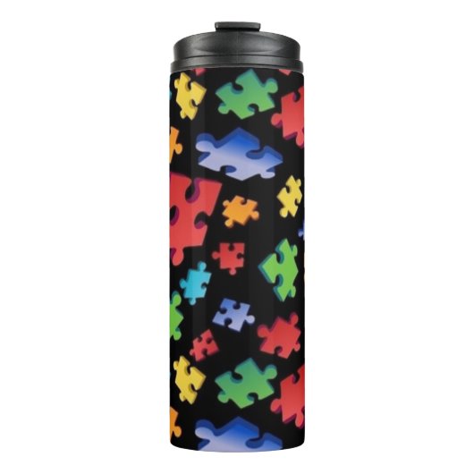Autismus Bewusstsein Puzzle Stücke Thermosbecher (Vorderseite)