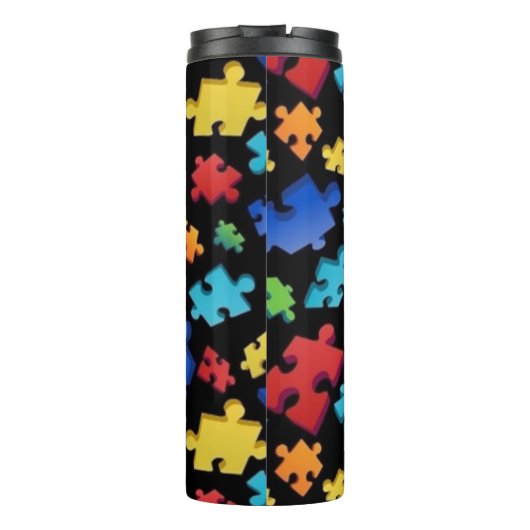 Autismus Bewusstsein Puzzle Stücke Thermosbecher (Rückseite)
