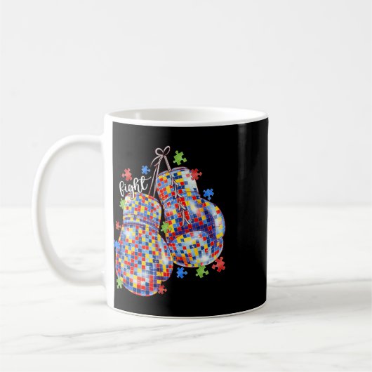 Autismus-Bewusstsein Puzzle-Teil Boxhandschuhe Män Kaffeetasse (Links)
