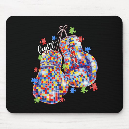 Autismus-Bewusstsein Puzzle-Teil Boxhandschuhe Män Mousepad (Vorne)