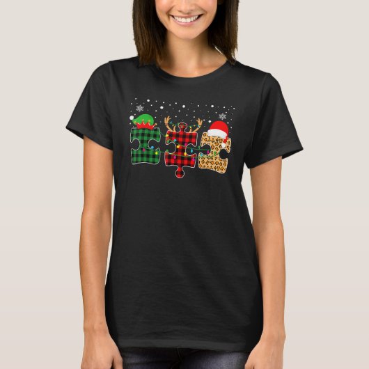 Autismus Bewusstsein Puzzle Weihnachten Weihnachte T-Shirt (Vorderseite)