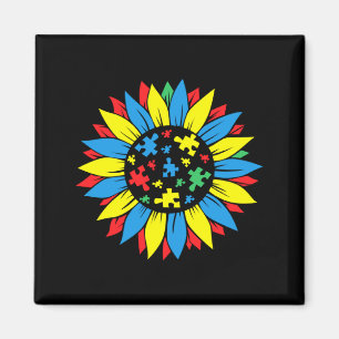 Autismus-Bewusstsein-Puzzleteil Sonnenblume Autism Magnet