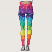Autismus Bewusstsein Rainbow Puzzle Piece Leggings (Vorderseite)