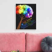 Autismus Bewusstsein Rainbow Puzzle Tree mit Worte Leinwanddruck (Insitu (Wohnzimmer))