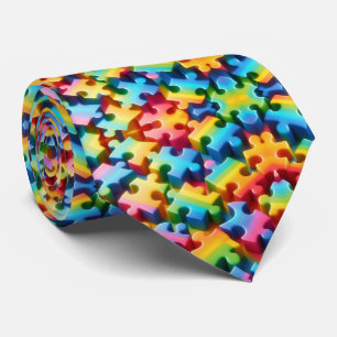 Autismus-Bewusstsein Regenbogen-Puzzleteile Schlip Krawatte