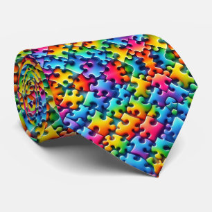 Autismus-Bewusstsein Regenbogen-Puzzleteile Schlip Krawatte