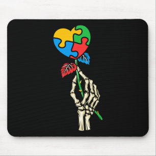 Autismus Bewusstsein Schädelhand Rose Autismus Puz Mousepad