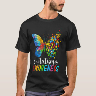 Autismus Bewusstsein Schmetterling Niedlicher farb T-Shirt