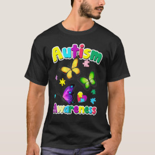 Autismus-Bewusstsein Schmetterling-Puzzleteile T-Shirt