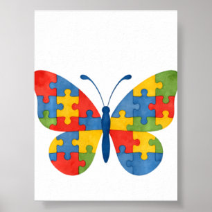 Autismus-Bewusstsein-Schmetterlings-Puzzle Poster