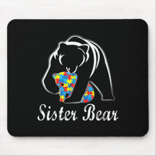 Autismus Bewusstsein Schwester Bären Unterstützung Mousepad